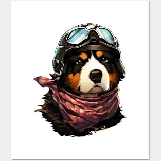 Cute Bernese Mountain Dog Adventurer Portrait Posters and Art